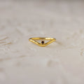 Garnet Drop Curve Ring Silver 18K Gold Plated
