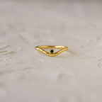 Garnet Drop Curve Ring Silver 18K Gold Plated