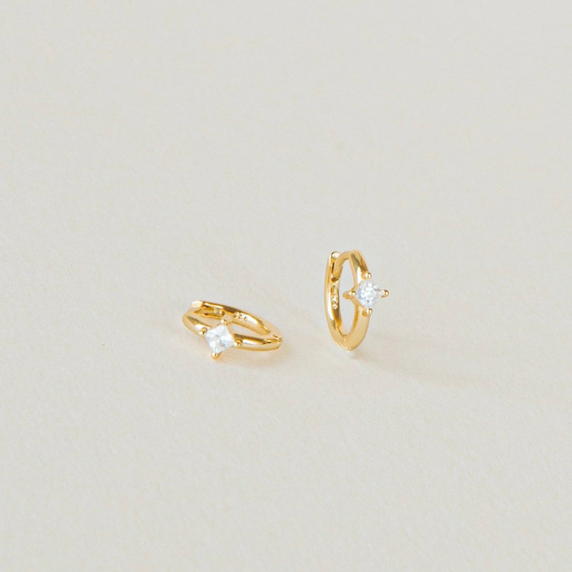 Diamond Athena Huggies Silver 18K Gold Plated