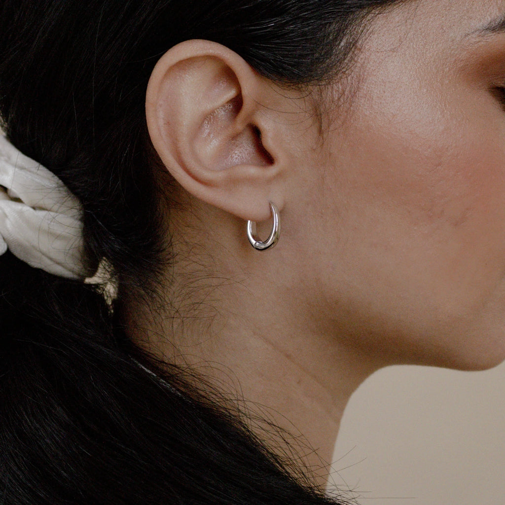 Paris Oval Hoops Silver 18K Gold Plated