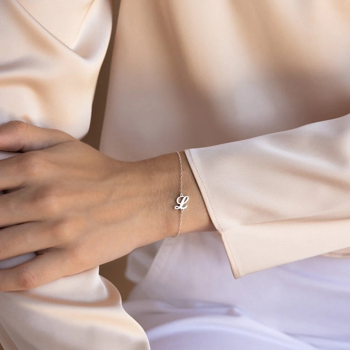 Carrie Initial Bracelet Silver 18K Gold Plated