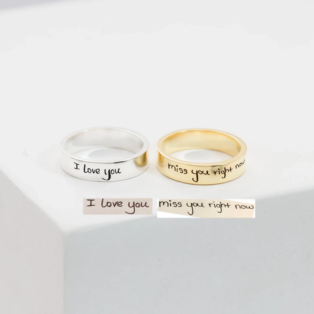 Handwriting Band Silver 18K Gold Plated