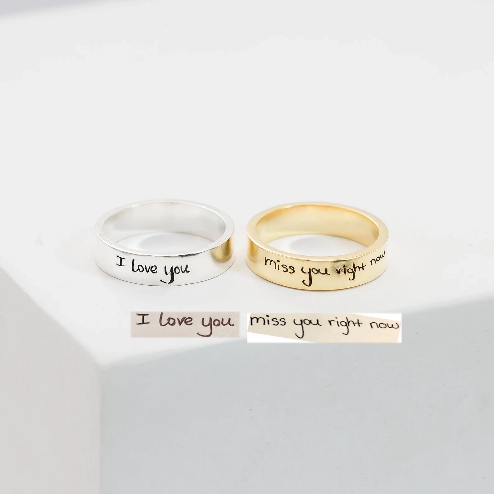 Handwriting Band Silver 18K Gold Plated