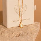 White Opal Rectangle Necklace Silver 18K Gold Plated