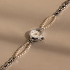 Beaded Pearl Timepiece Silver 18K Gold Plated