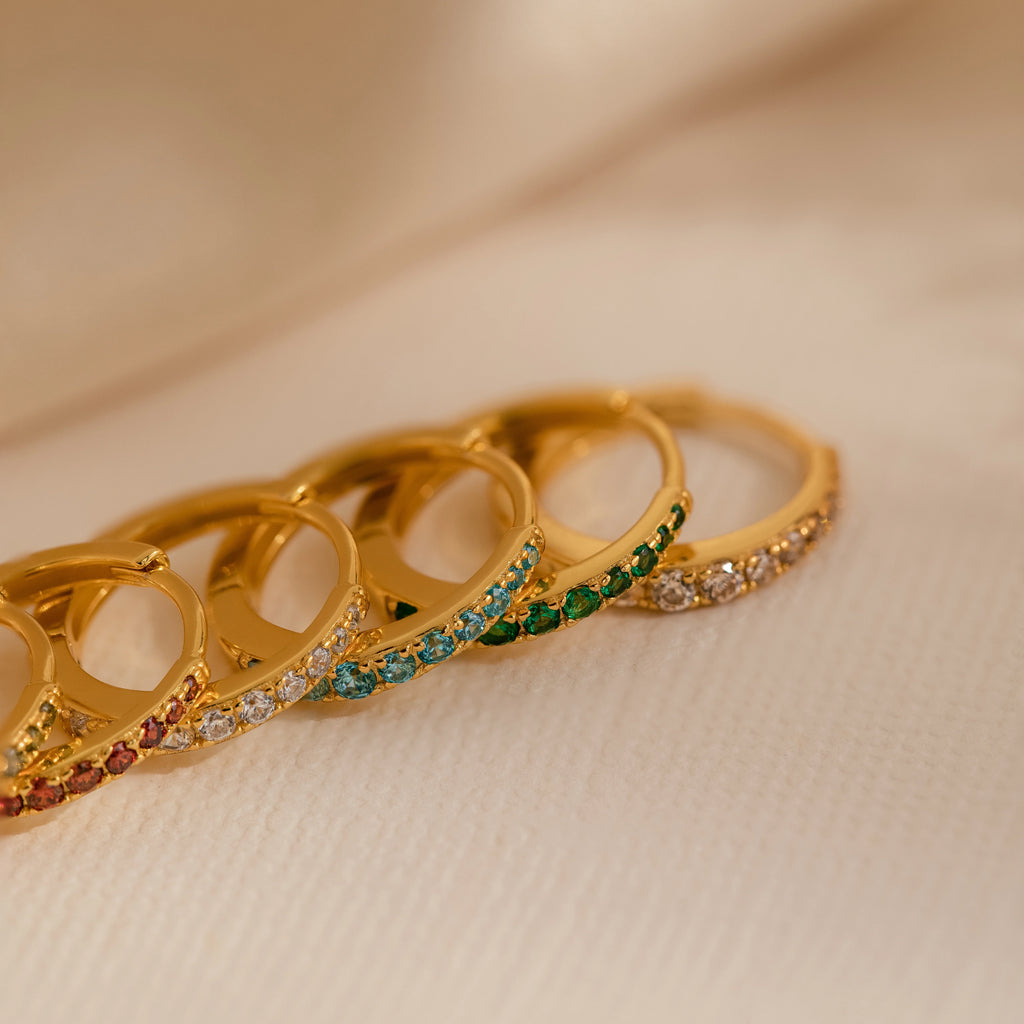 Peridot Pave Huggies Silver 18K Gold Plated