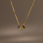Multiple Teardrop Birthstone Necklace  Silver 18K Gold Plated