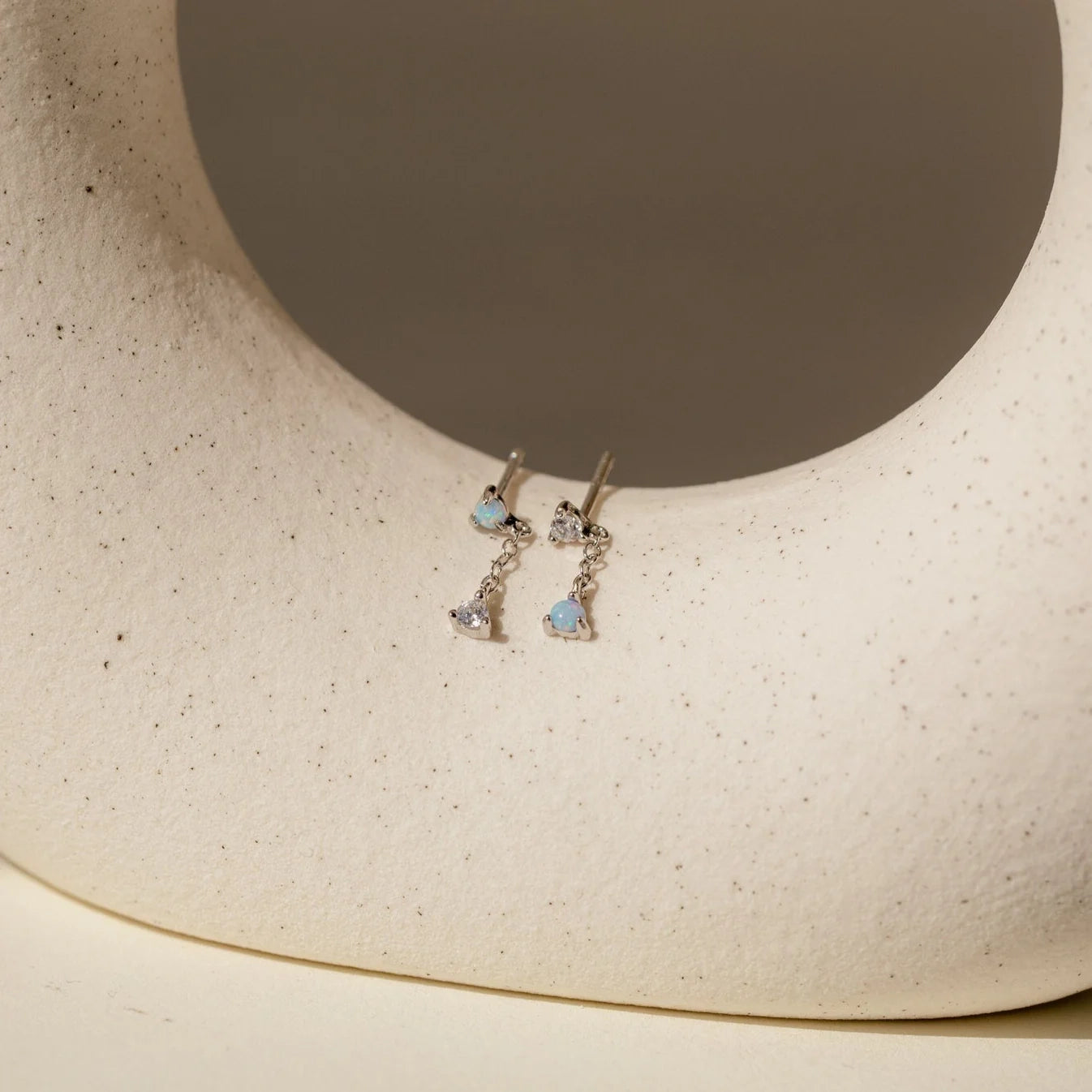 Custom Opal Drop Stud Earrings With Flatback