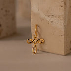 Diamond Infinity Cross Charm Silver 18K Gold Plated