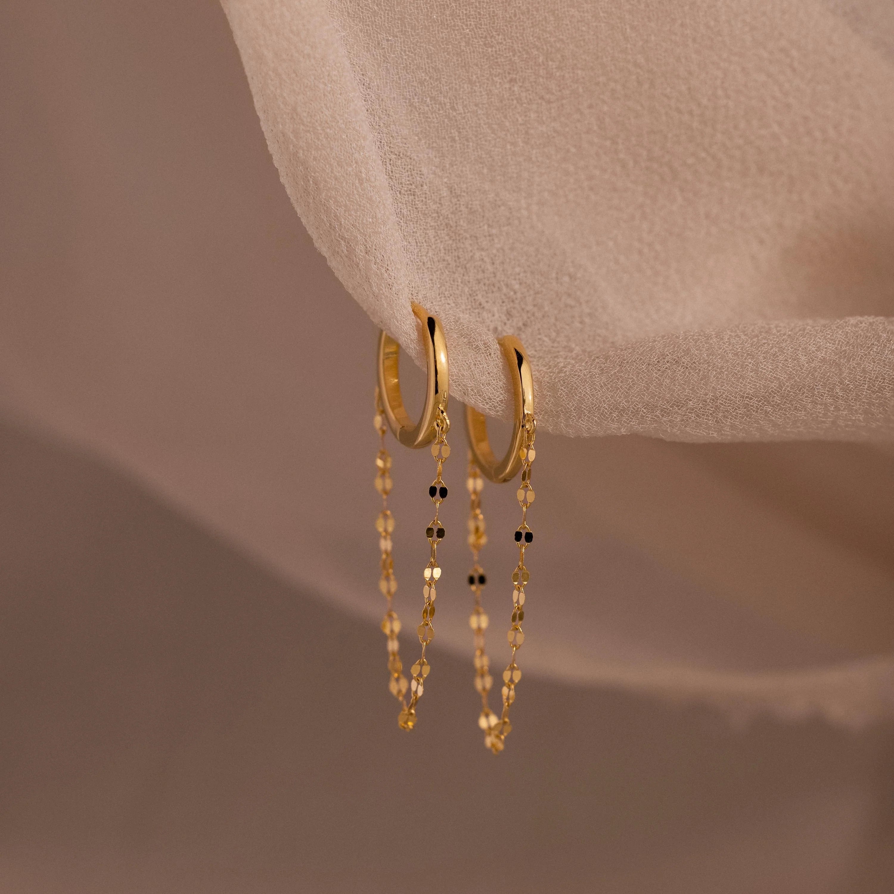 Mirror Chain Huggies Silver 18K Gold Plated