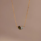 Toi et Moi Teardrop Heart Necklace Silver 18K Gold Plated