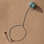 Ocean Beaded Hand Chain Bracelet Silver 18K Gold Plated