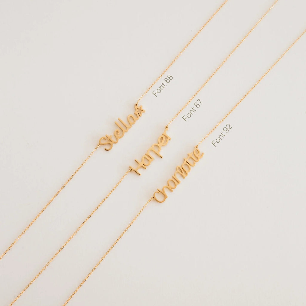 Maine Kid's Name Necklace Silver 18K Gold Plated