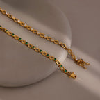 Emerald Chain Tennis Bracelet Silver 18K Gold Plated