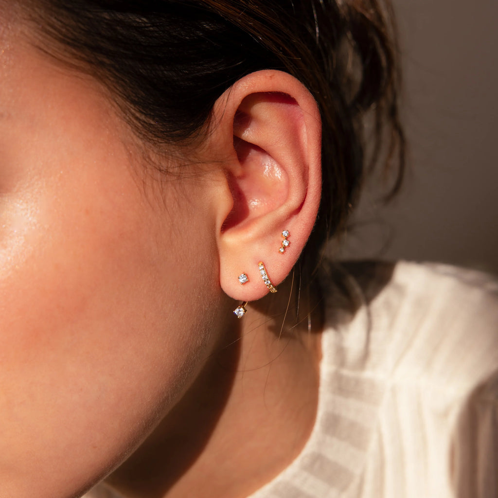 Diamond Earrings Set Silver 18K Gold Plated