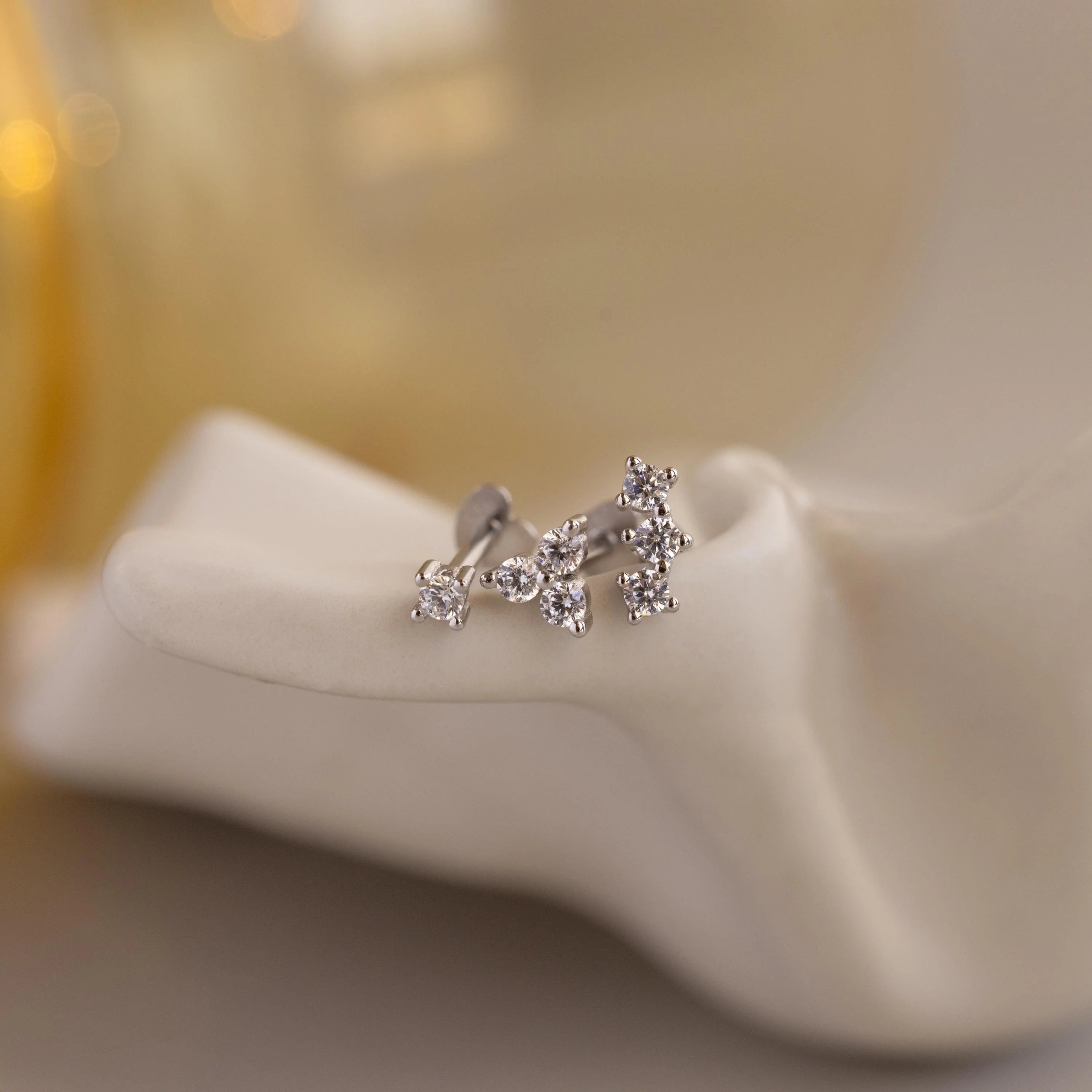 Constellation Flat Back Stud Set Silver 18K Gold Plated