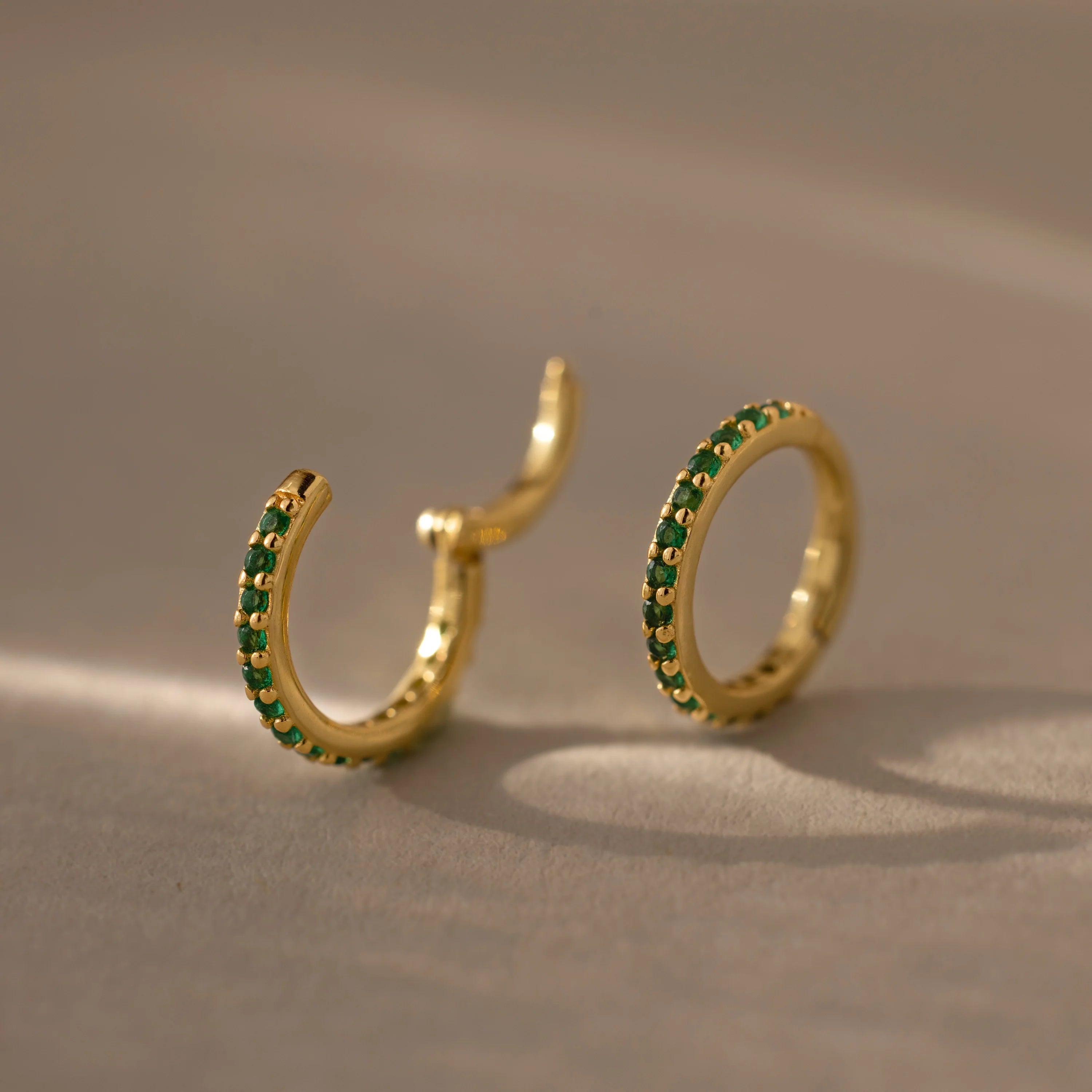 Birthstone Clicker Huggies Silver 18K Gold Plated