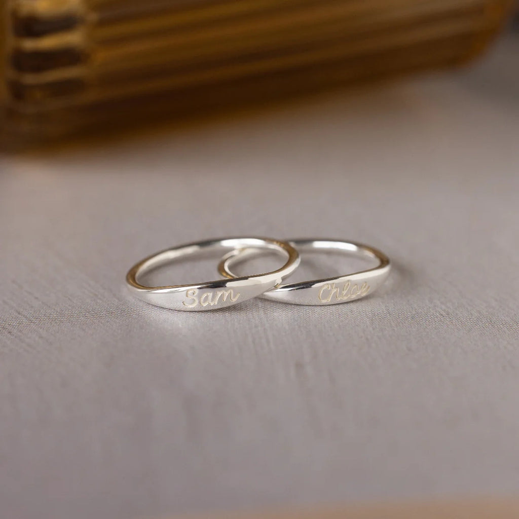 Ann Skinny Name Ring Silver 18K Gold Plated