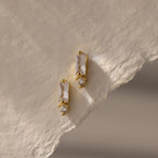 Diamond Baguette Birthstone Drop Studs Silver 18K Gold Plated
