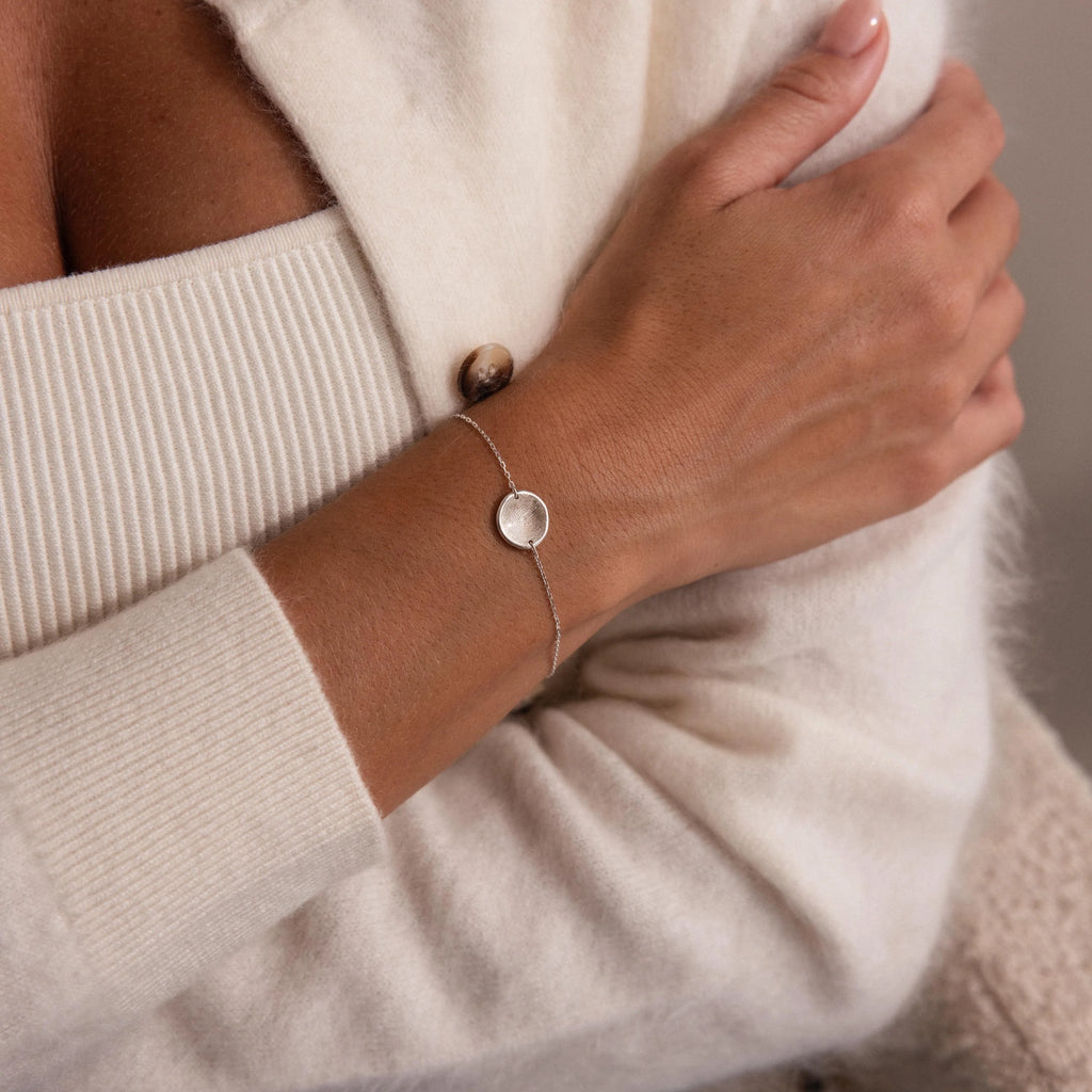 Dainty Organic Fingerprint Bracelet  Silver 18K Gold Plated