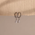 Diamond Drop Huggies Silver 18K Gold Plated