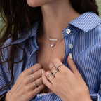 Duo Satellite Lariat Necklace Silver 18K Gold Plated