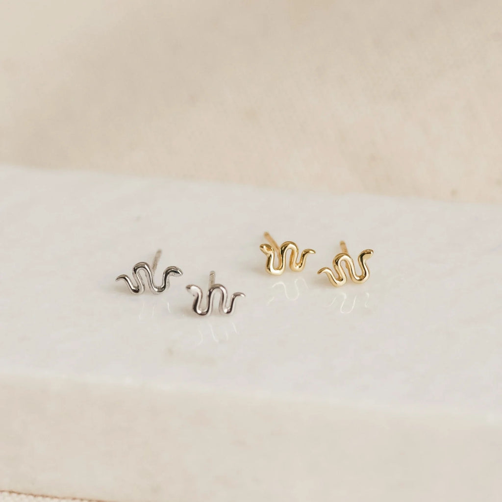 Tiny Python Studs Silver 18K Gold Plated