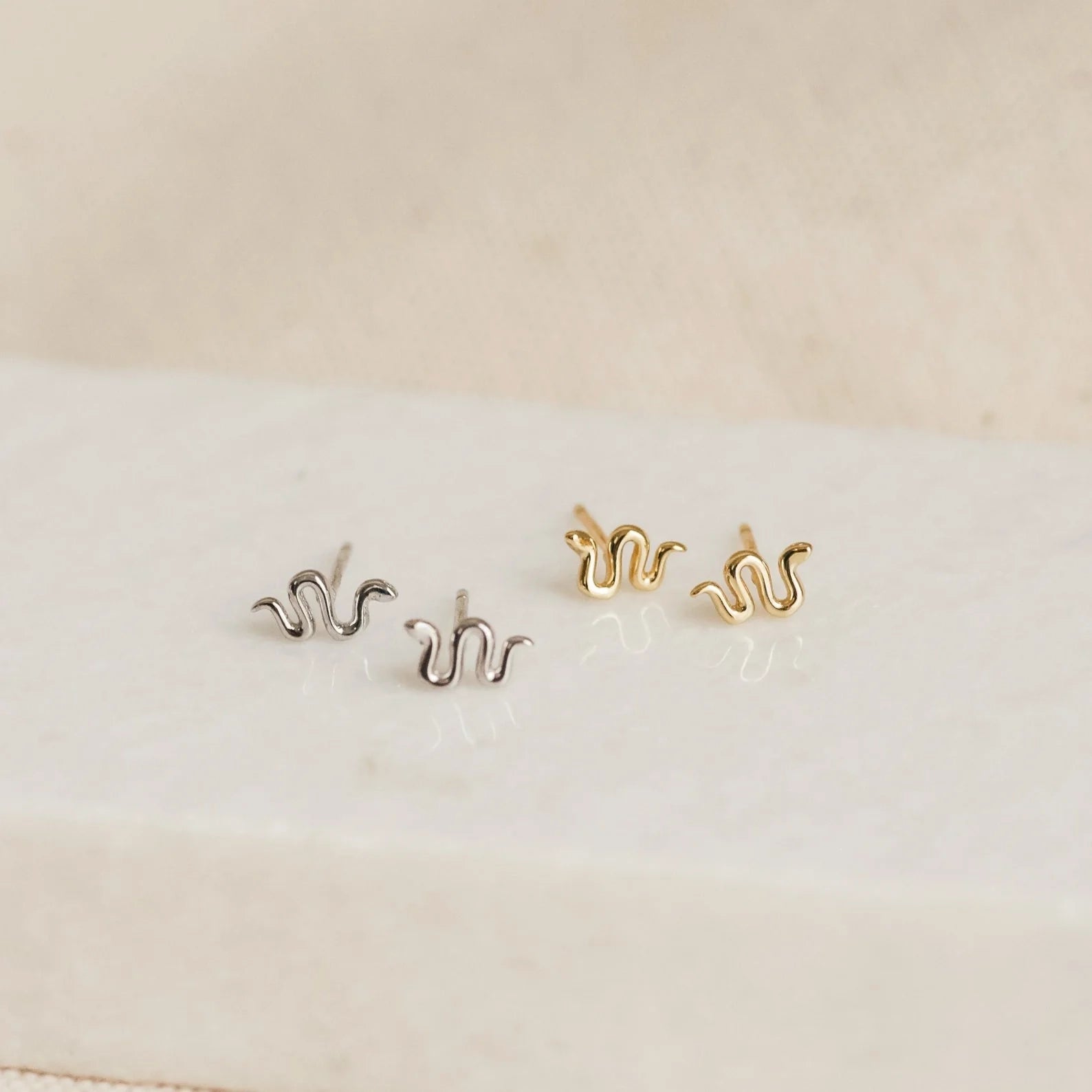 Tiny Python Studs Silver 18K Gold Plated