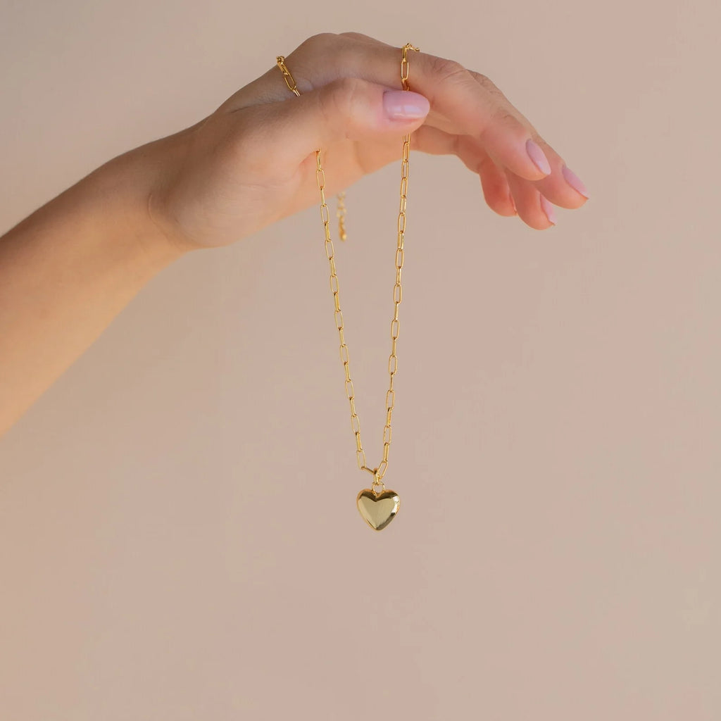 Taylor Heart Paperclip Necklace Silver 18K Gold Plated