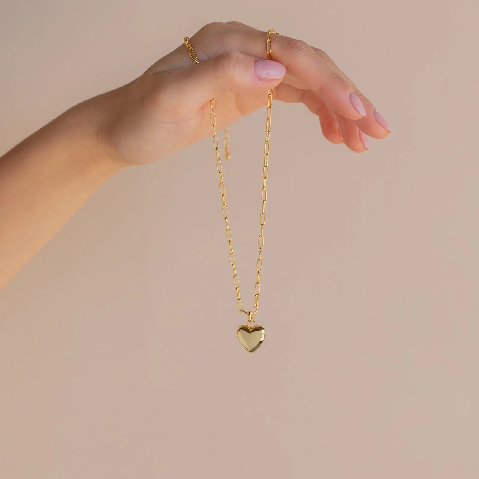 Taylor Heart Paperclip Necklace Silver 18K Gold Plated