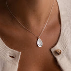 Fingerprint Teardrop Pendant Necklace Silver 18K Gold Plated