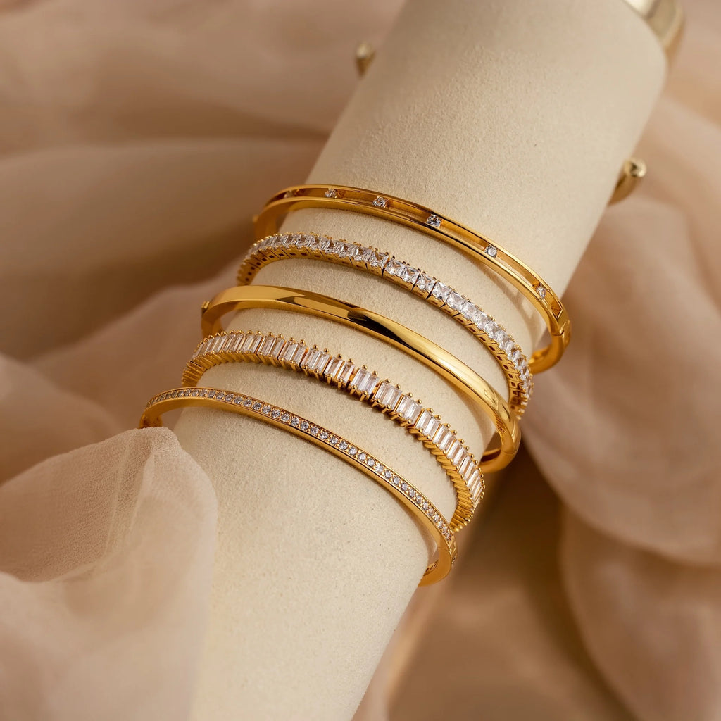 Princess Diamond Tennis Bracelet Silver 18K Gold Plated
