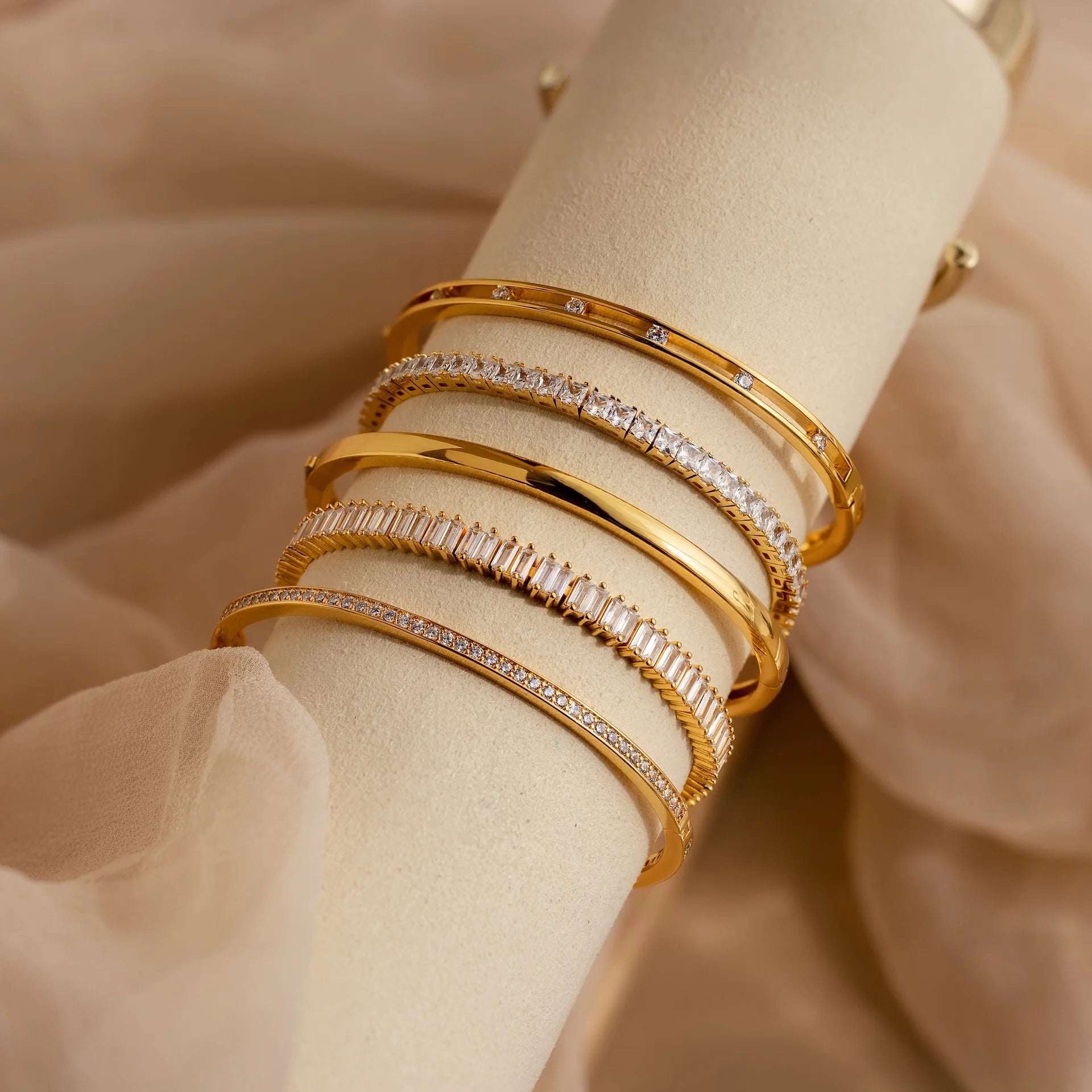 Princess Diamond Tennis Bracelet Silver 18K Gold Plated
