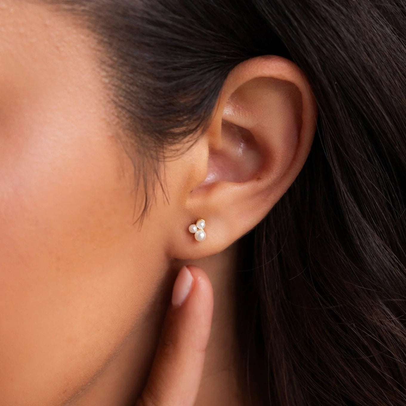Trio Cluster Pearl Studs Silver 18K Gold Plated