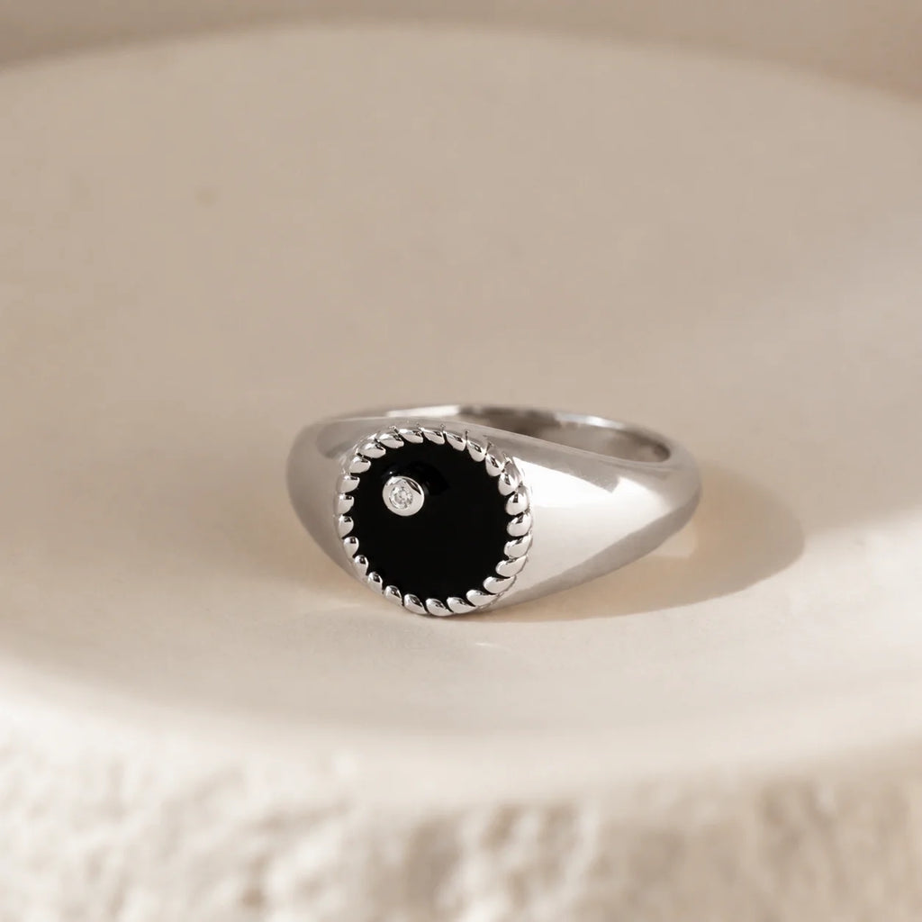 Modern Black Signet Ring