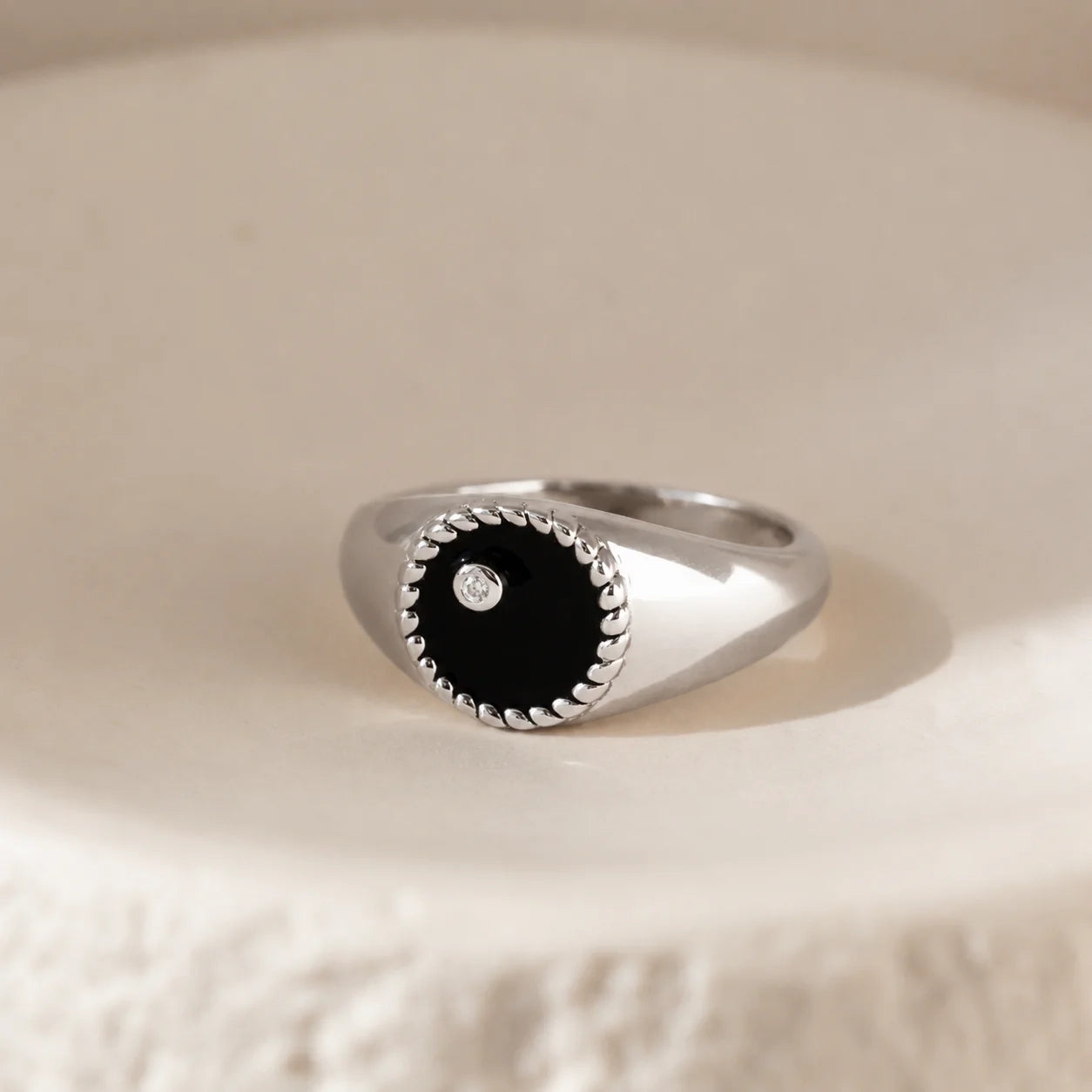 Modern Black Signet Ring