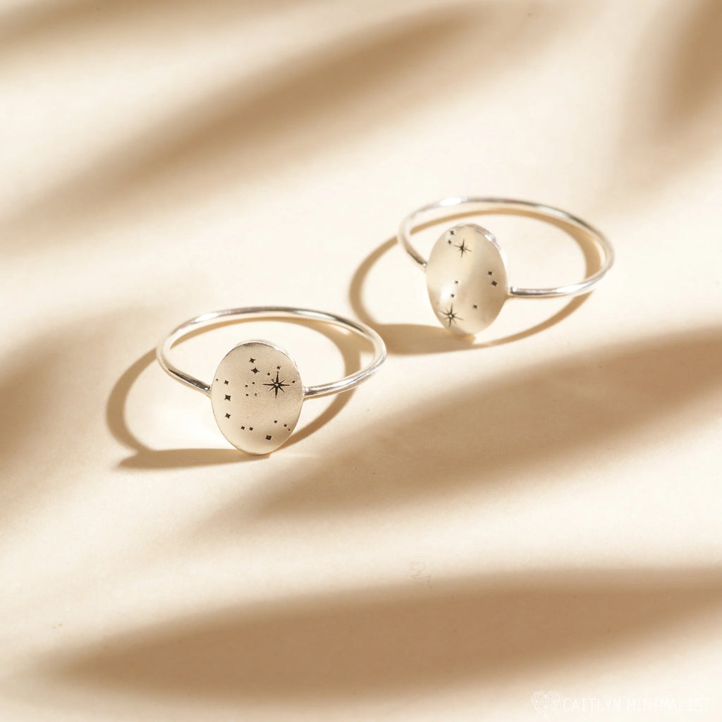 Constellation Oval Ring Silver 18K Gold Plated