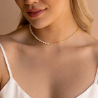 Pearl & Paperclip Chain Necklace Silver 18K Gold Plated