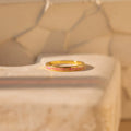 Pink Opal Inlay Band Silver 18K Gold Plated