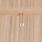Diamond Pearl Chain Earrings Silver 18K Gold Plated