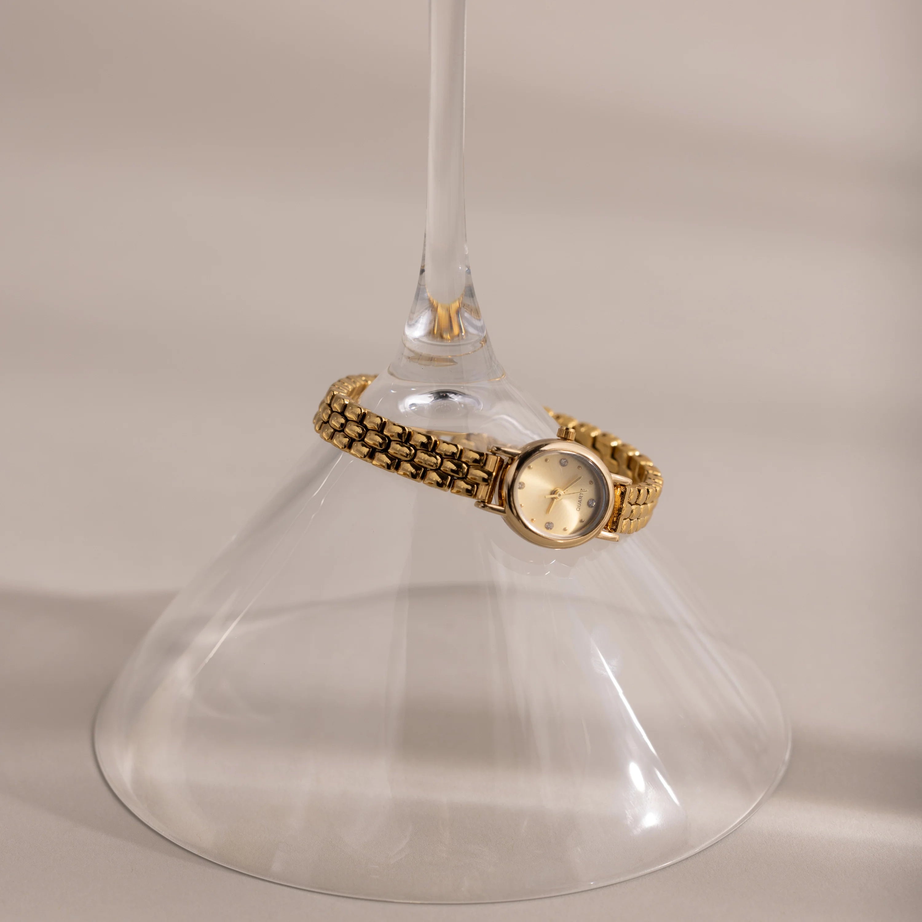 Oval  Face Timepiece Set Silver 18K Gold Plated