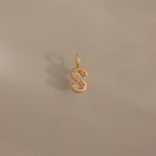 Diamond Pave Bubble Letter Charm Silver 18K Gold Plated
