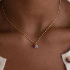 Pear & Baguette Birthstone Charm Set Silver 18K Gold Plated