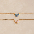 Opal Butterfly Necklace Set Silver 18K Gold Plated