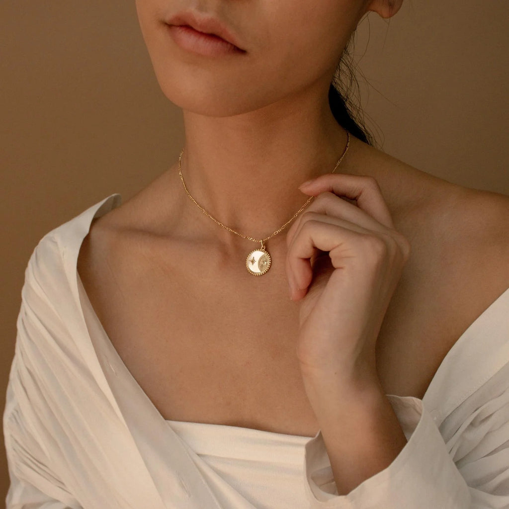 Gabi Coin Necklace Silver 18K Gold Plated