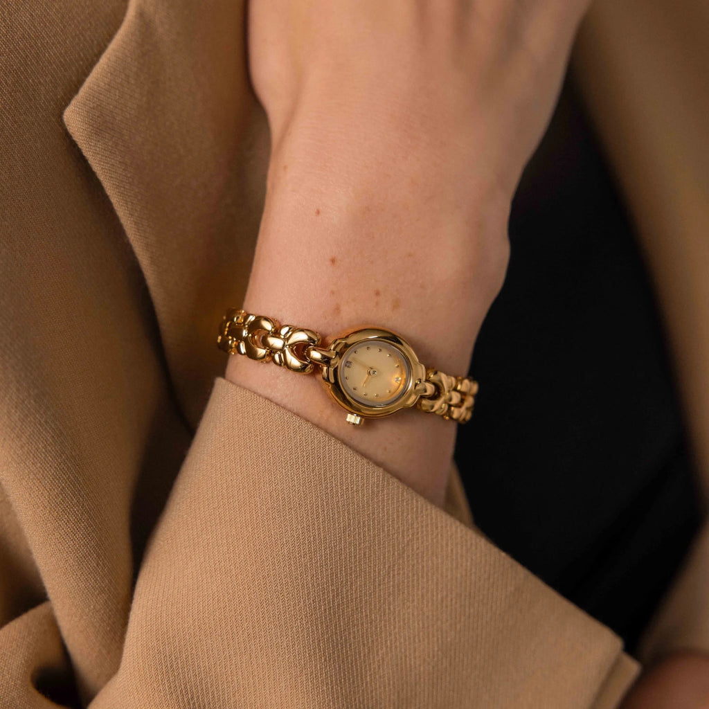 Petite Oval Link Timepiece Silver 18K Gold Plated