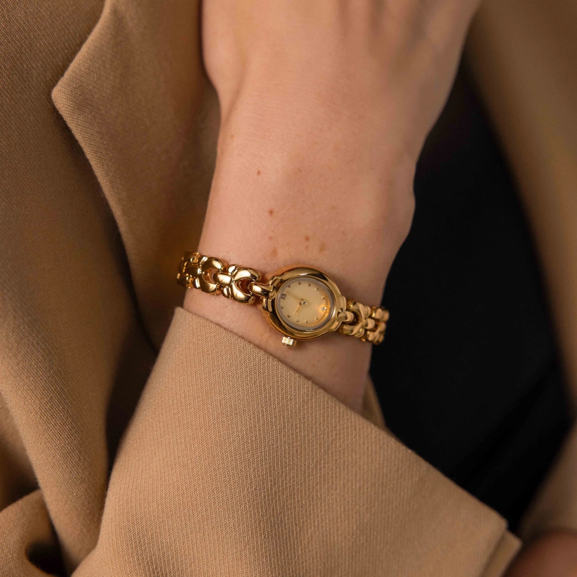Petite Oval Link Timepiece Silver 18K Gold Plated