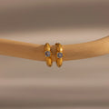 Ribbed Sapphire Huggies Silver 18K Gold Plated