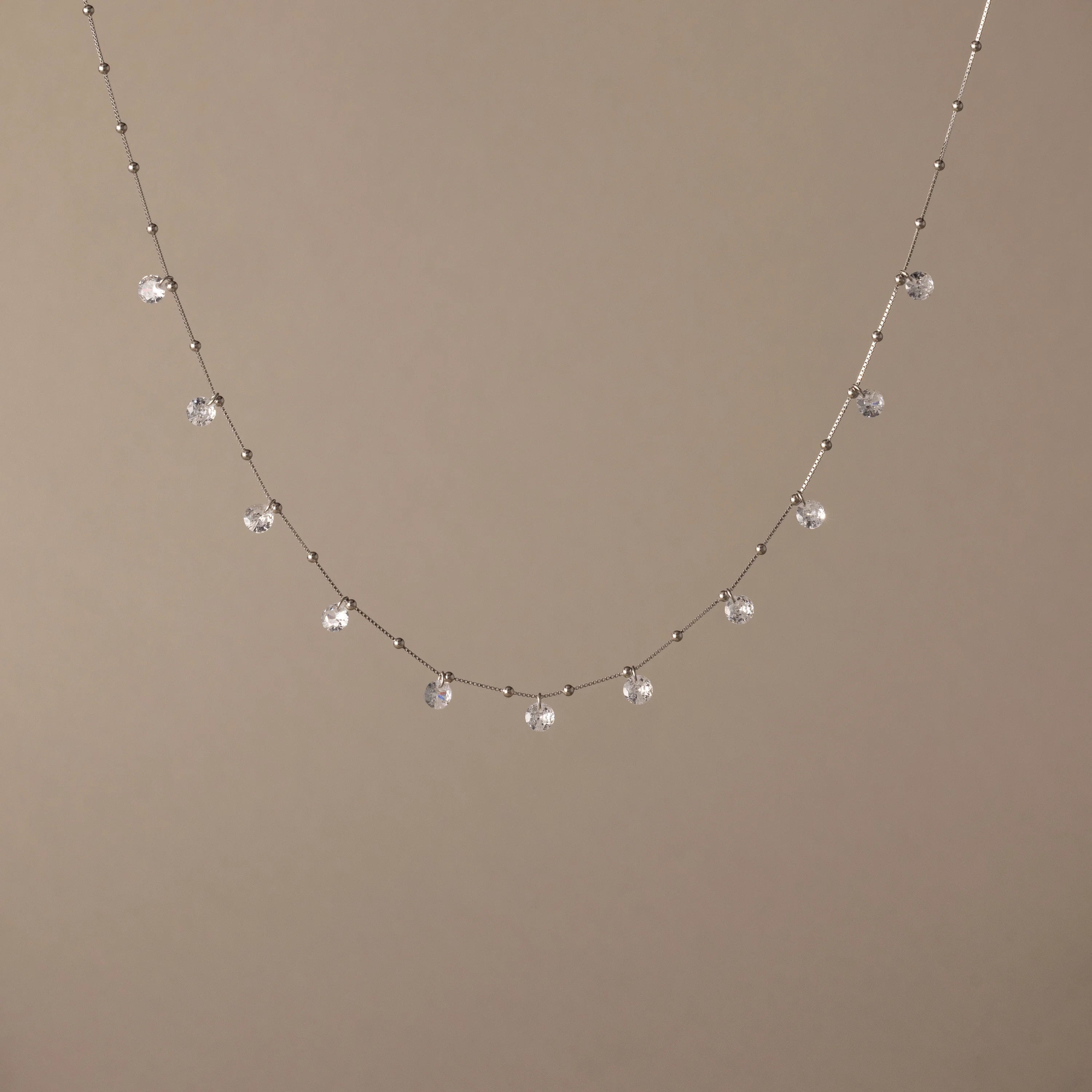Satellite Diamond Necklace Silver 18K Gold Plated
