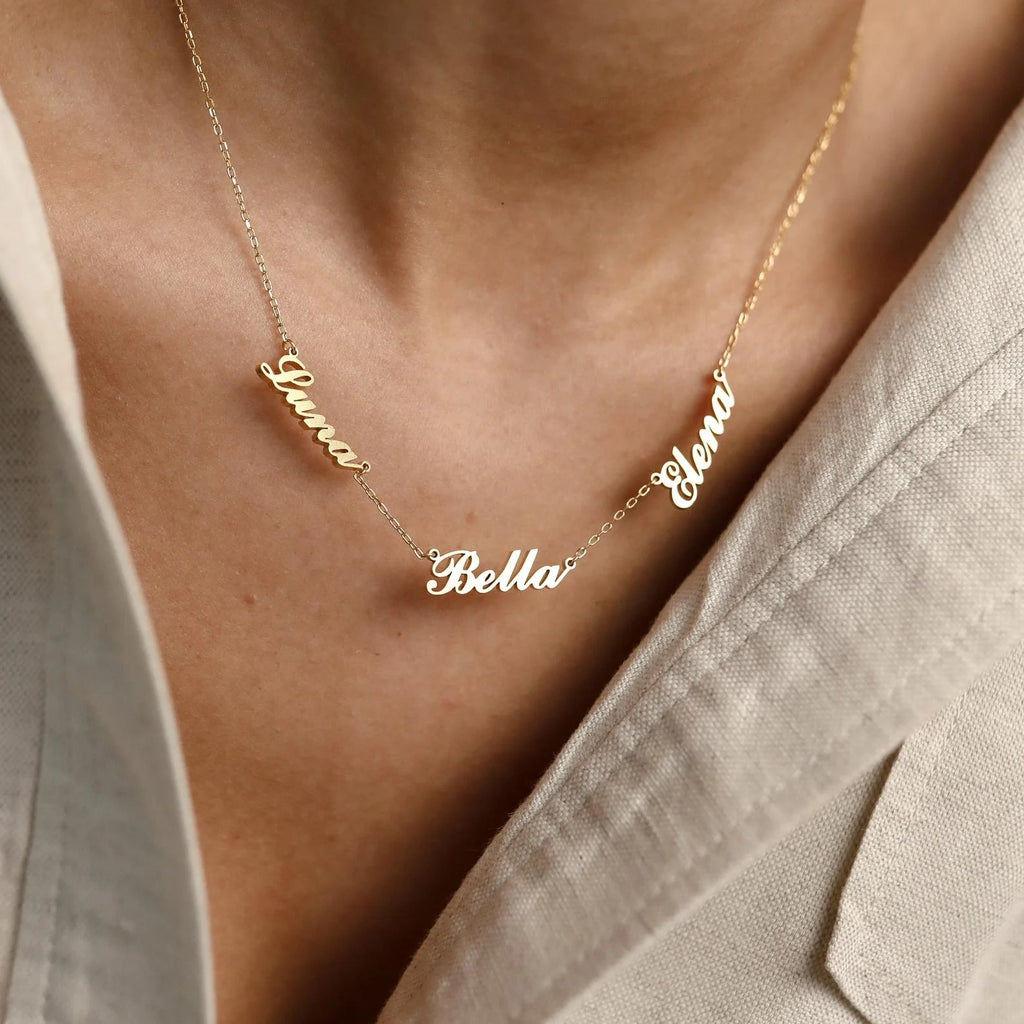 Carrie Multiple Name Necklace Silver 18K Gold Plated